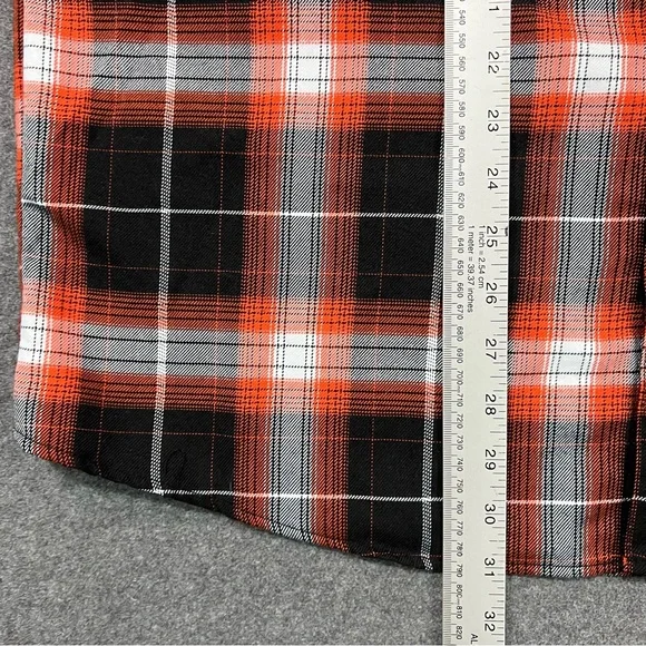 Dixxon Flannel x Bucky Lasek Orange White Black Plaid Button Down Men’s Large - Picture 9 of 9
